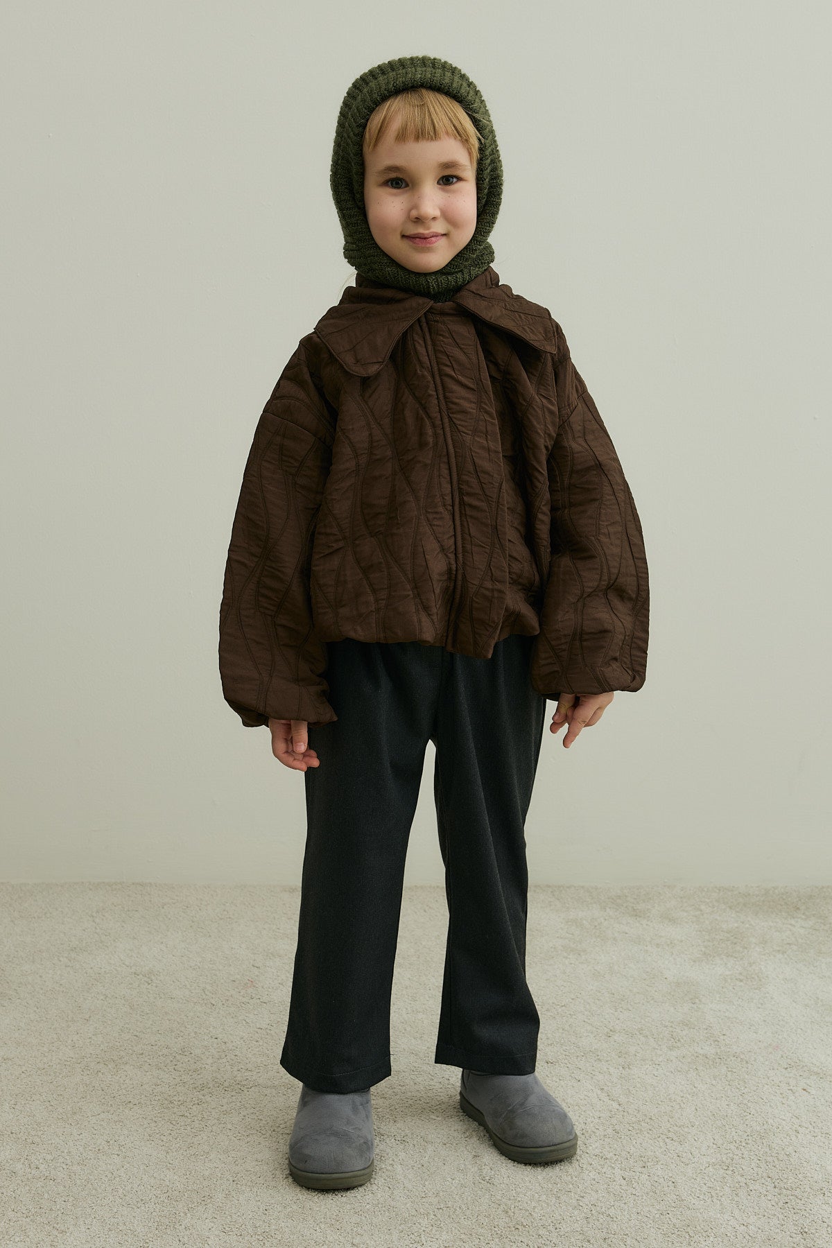 Örme Çocuk Balaclava Bere Haki