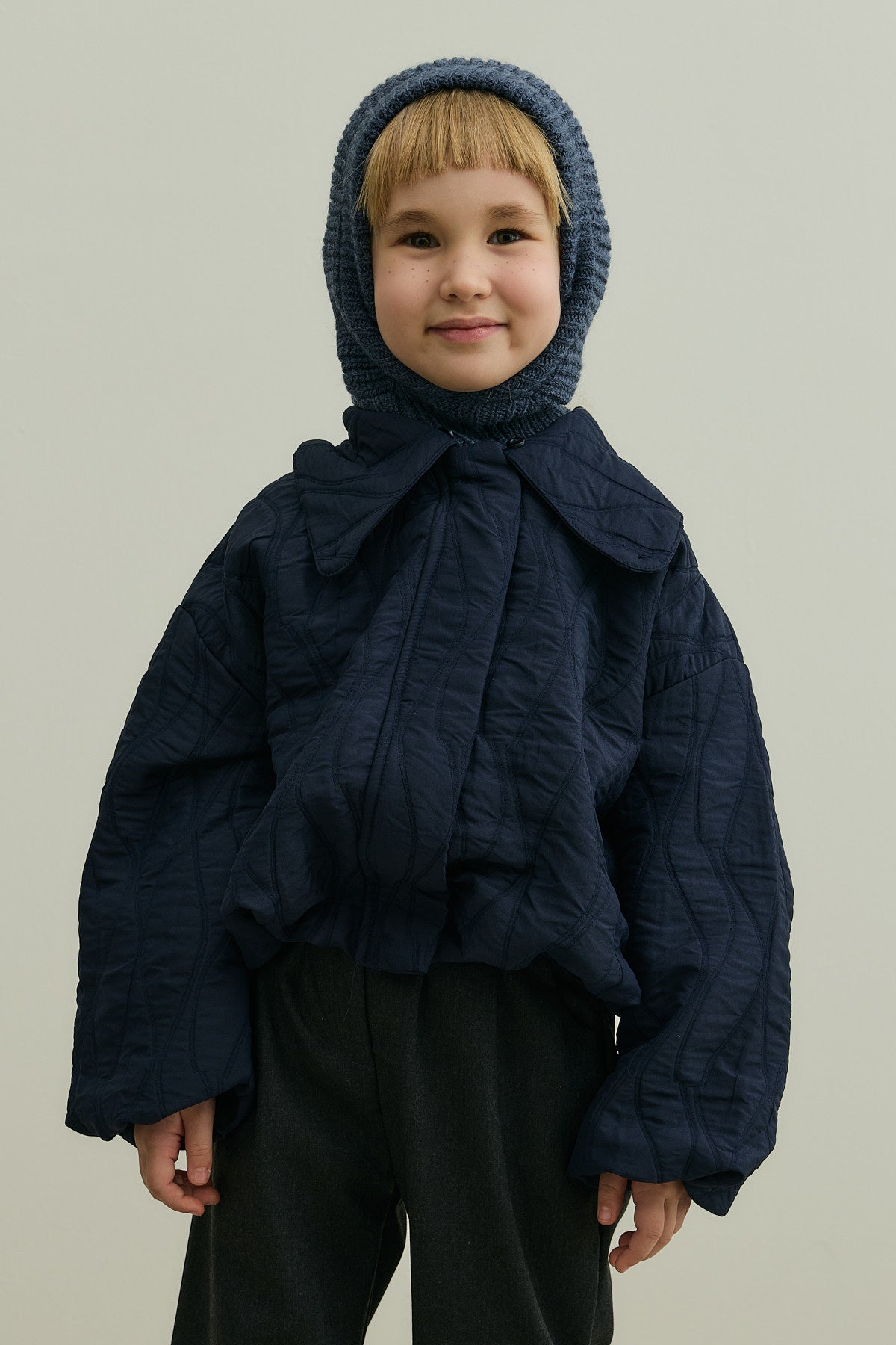 Örme Çocuk Balaclava Bere İndigo