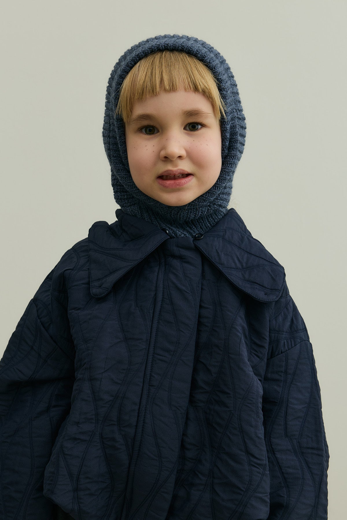 Örme Çocuk Balaclava Bere İndigo