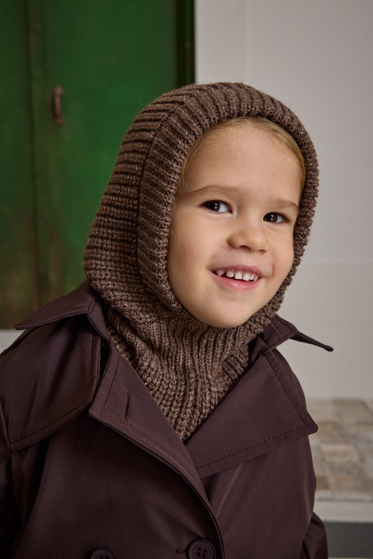 Örme Çocuk Balaclava Bere Kahverengi