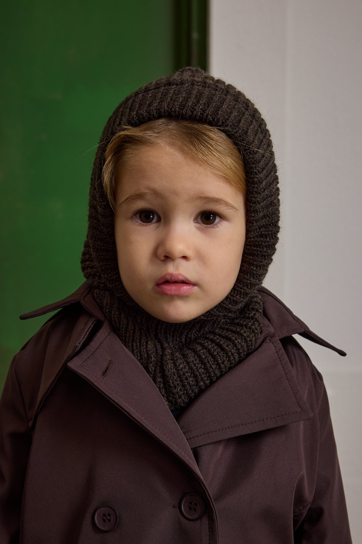 Knitted Kids Balaclava Beanie Brown