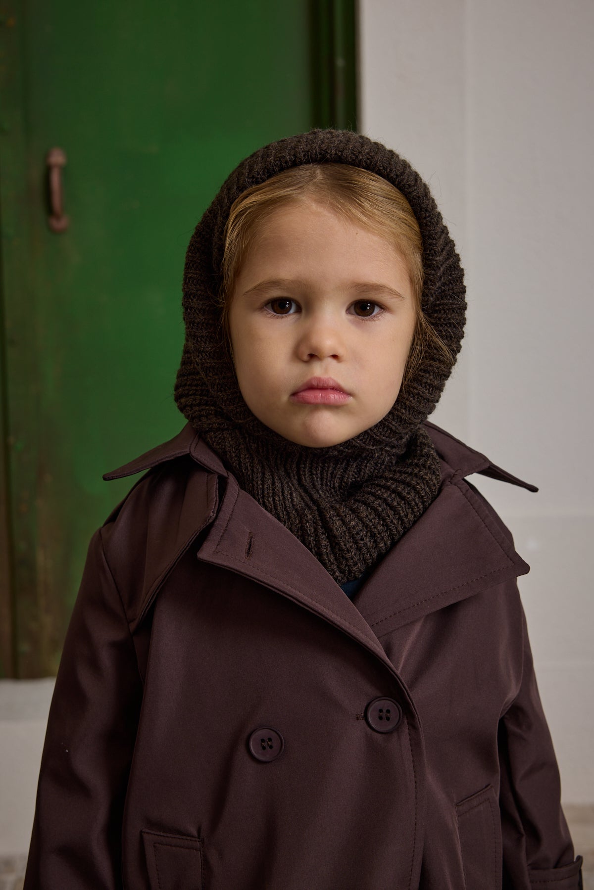 Knitted Kids Balaclava Beanie Brown