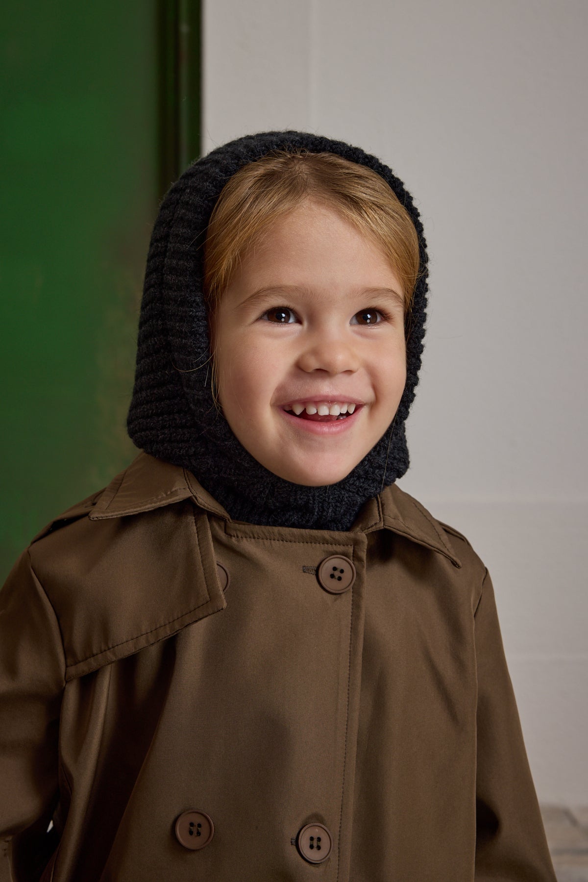 Knitted Kids Balaclava Beanie Black