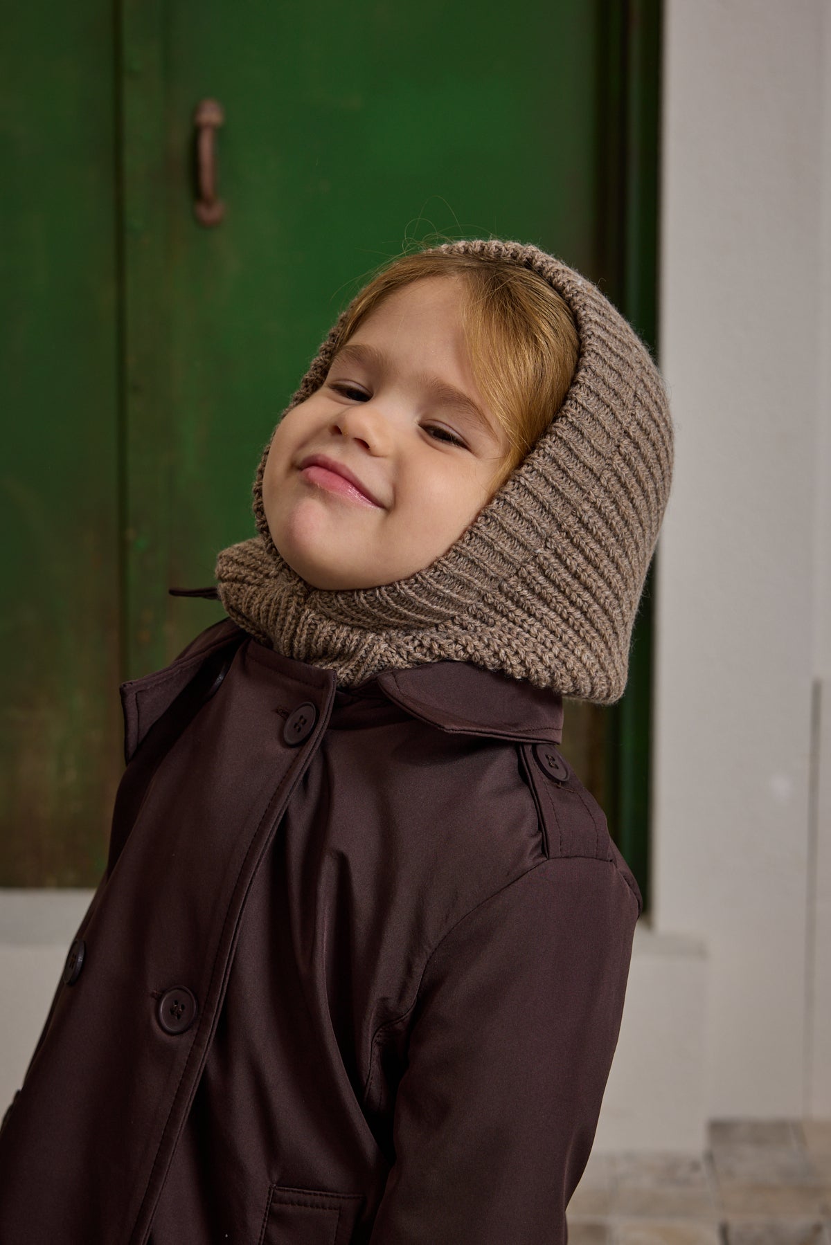 Örme Çocuk Balaclava Bere Vizon