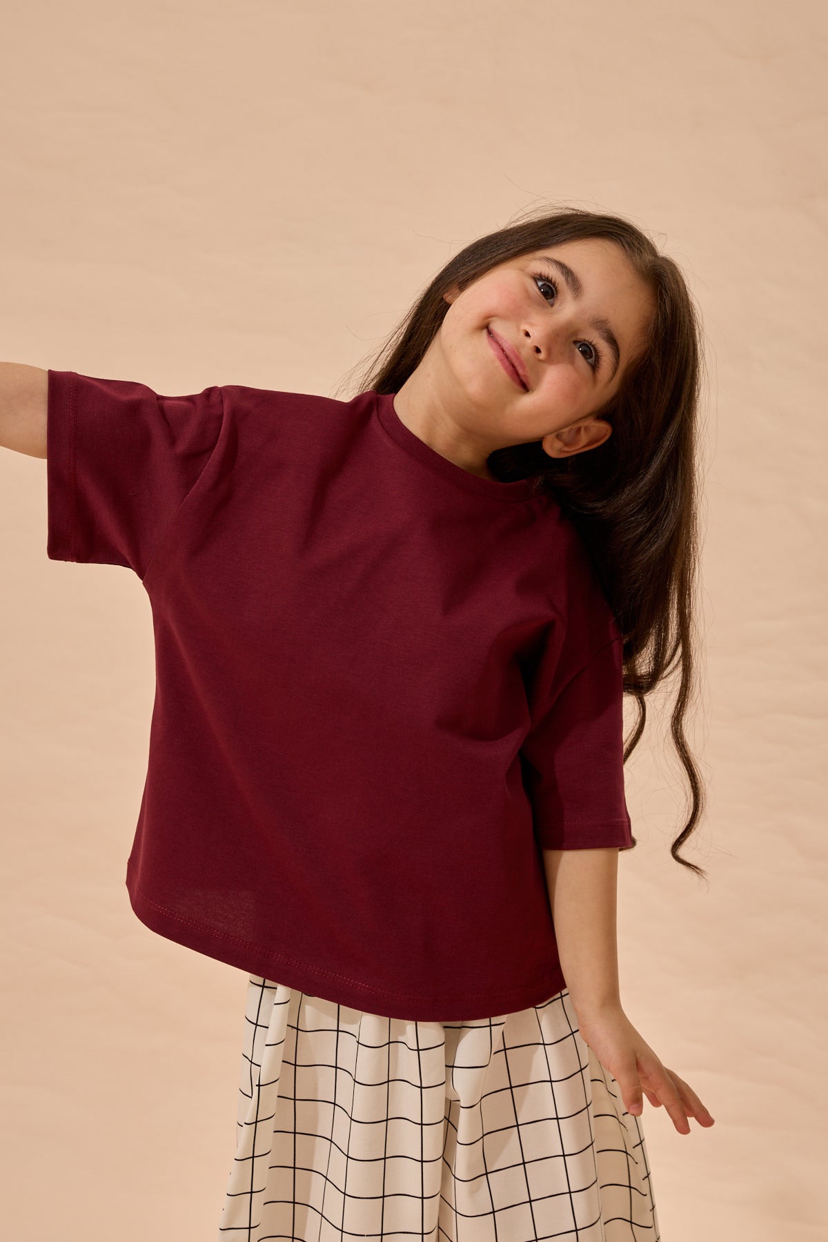 Oversize Basic Tişört Mürdüm