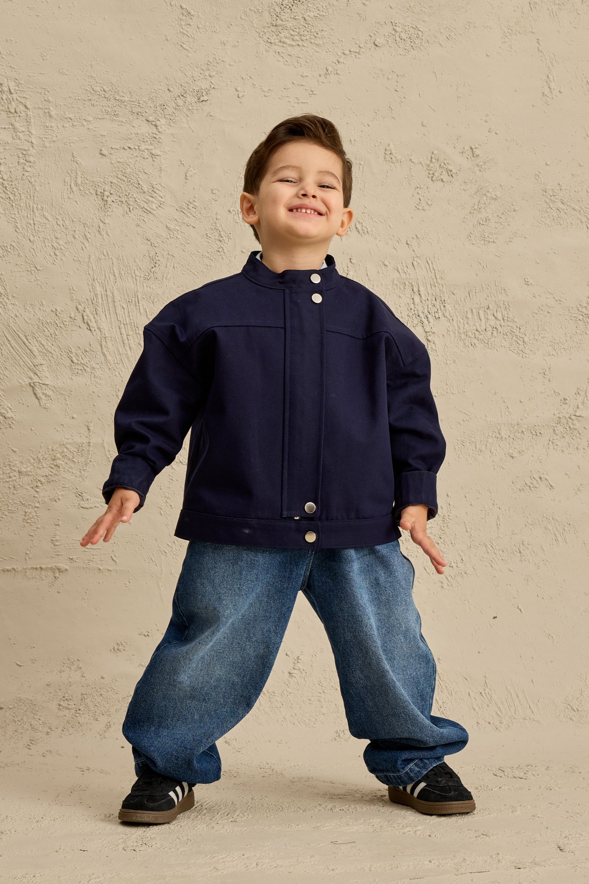 Oversize Kanvas Ceket Lacivert