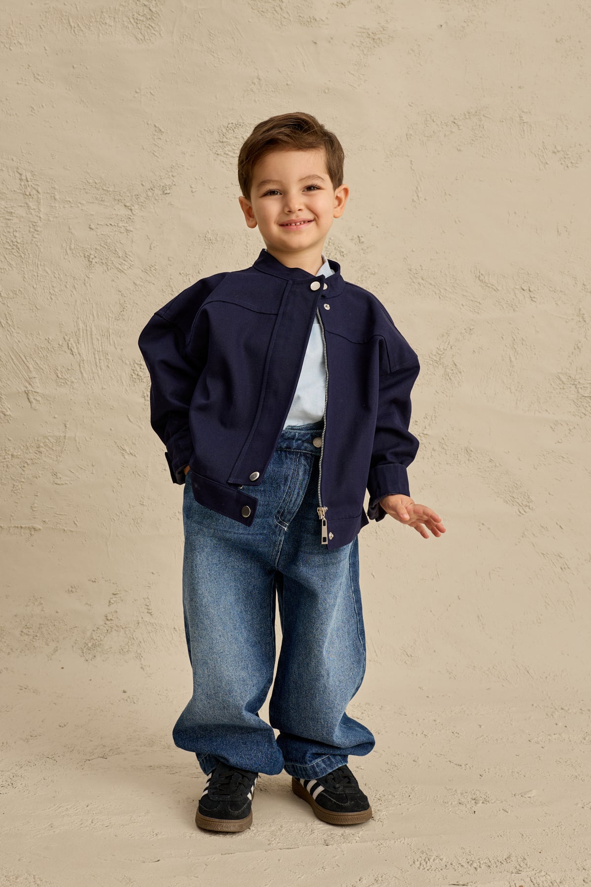 Oversize Kanvas Ceket Lacivert