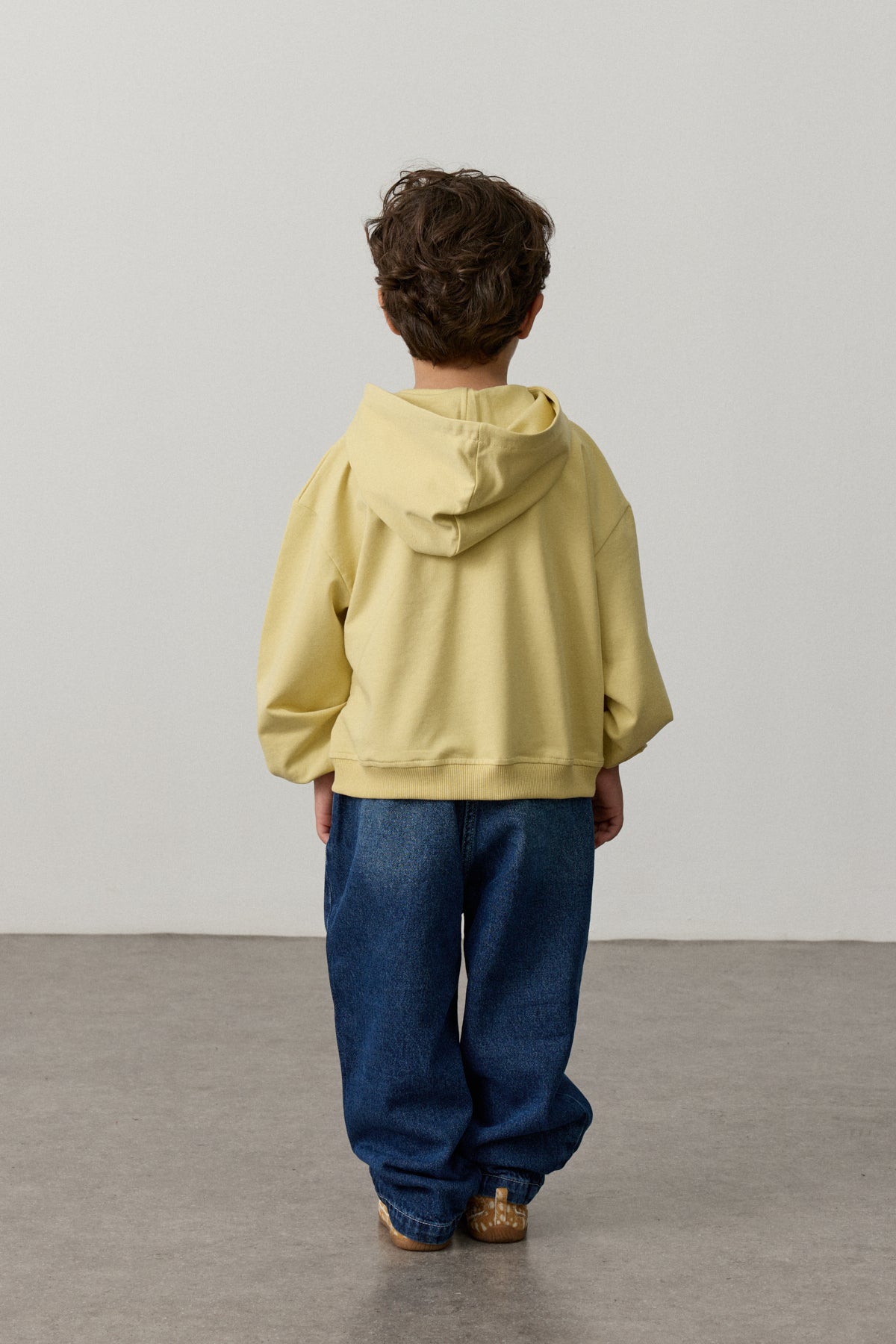 Oversize Kapüşonlu Nakışlı Sweatshirt Sarı