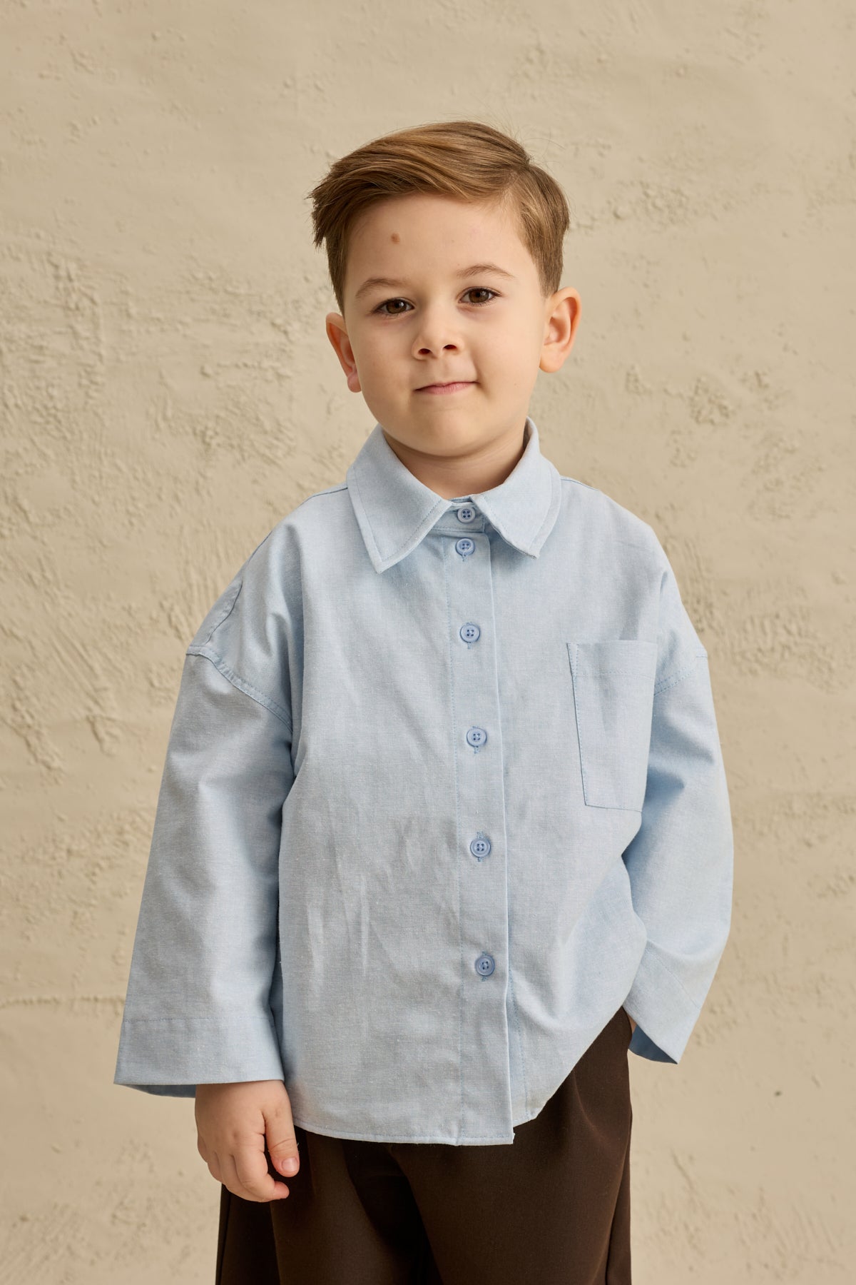 Oversize Oxford Gömlek Mavi