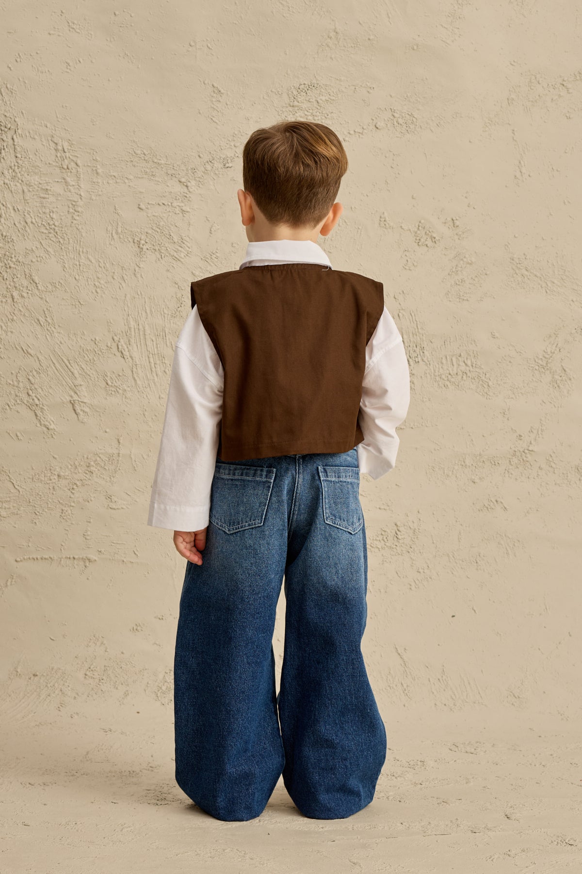 Oversize Yelek Gömlek Takım Kahverengi