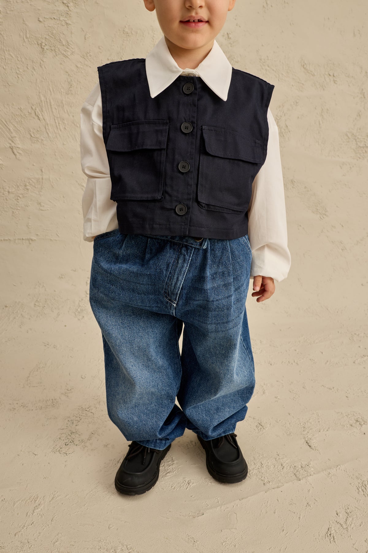 Oversize Yelek Gömlek Takım Lacivert