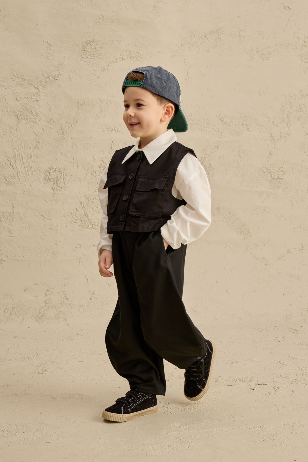 Oversize Yelek Gömlek Takım Siyah