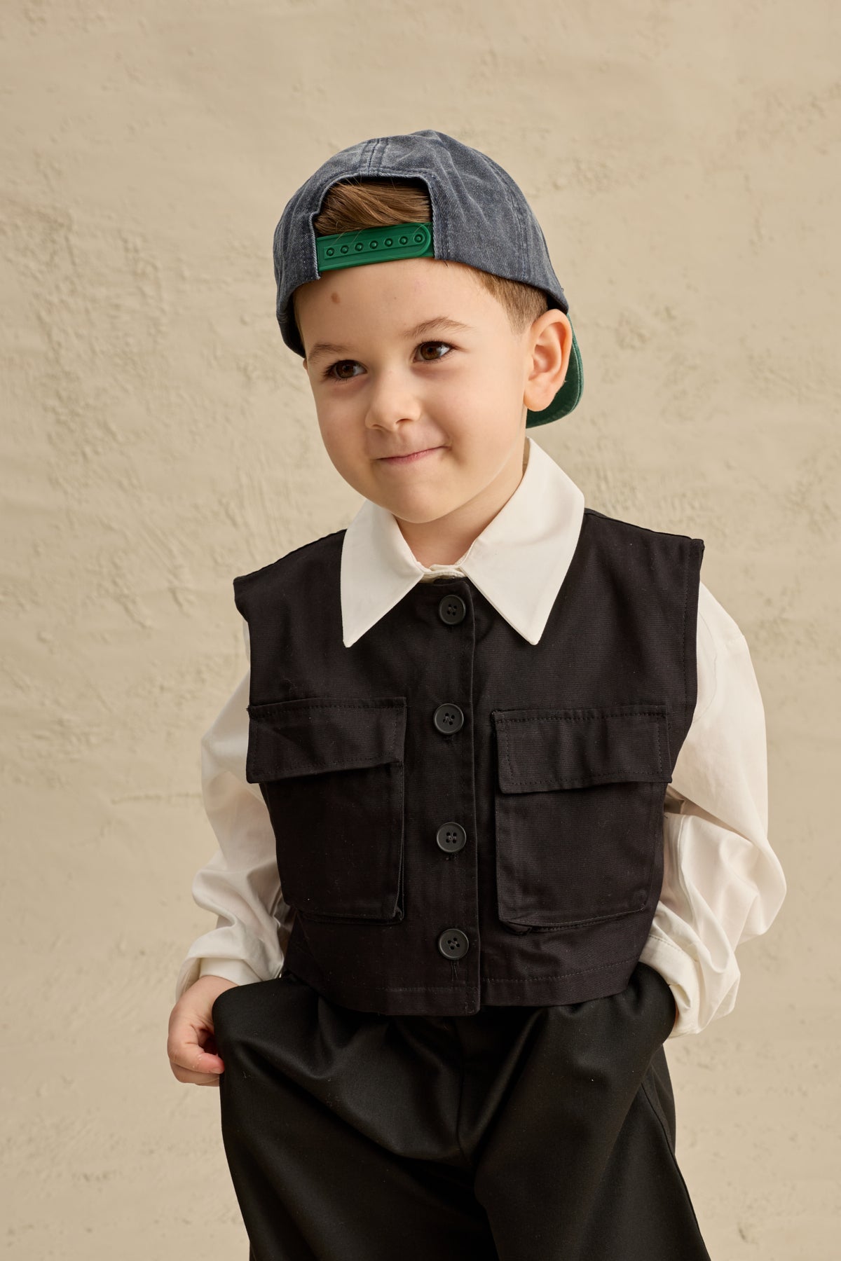 Oversize Yelek Gömlek Takım Siyah