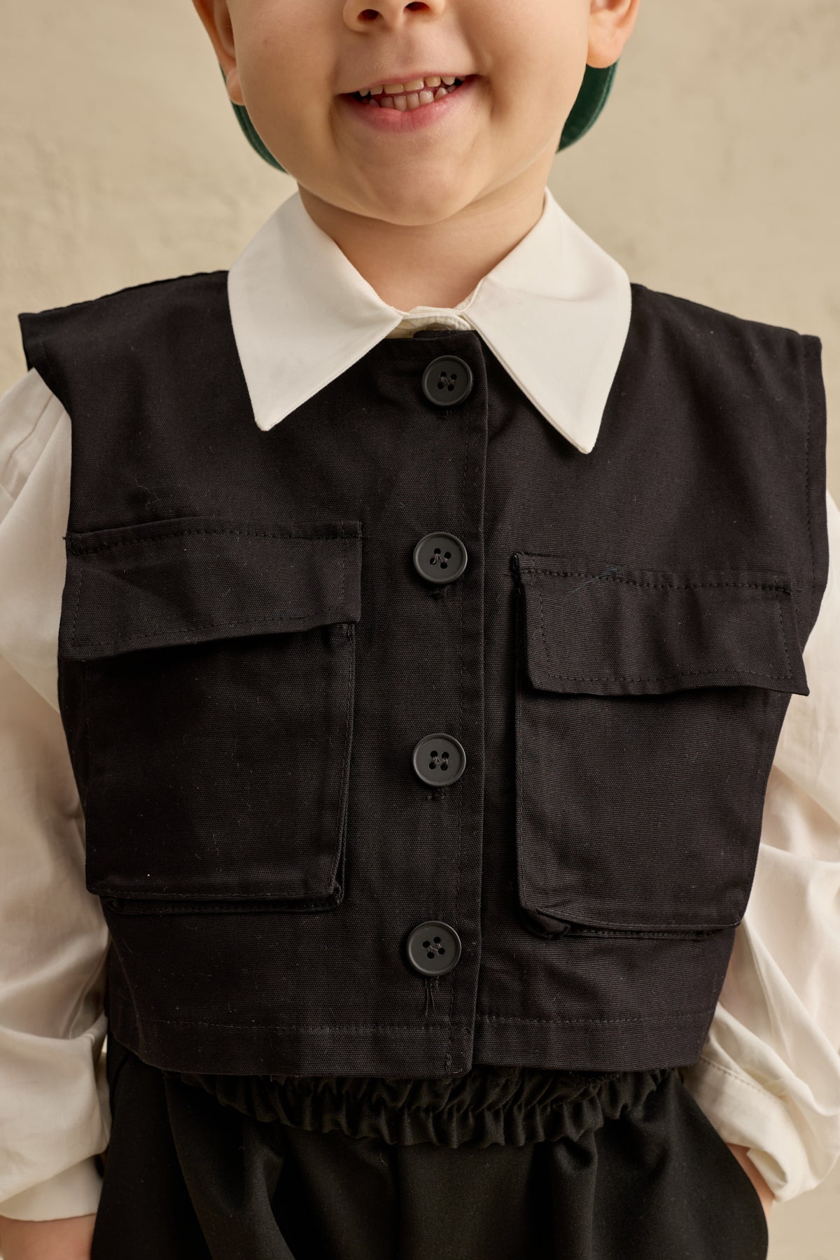 Oversize Yelek Gömlek Takım Siyah