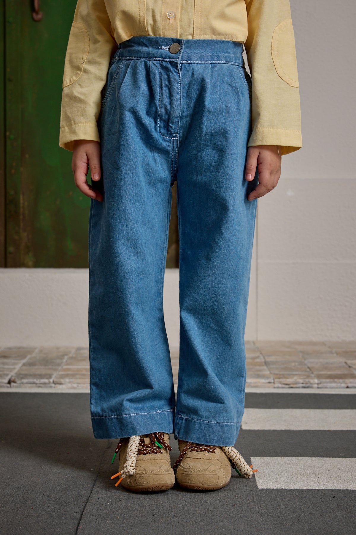 Palazzo Denim Pantolon Açık mavi