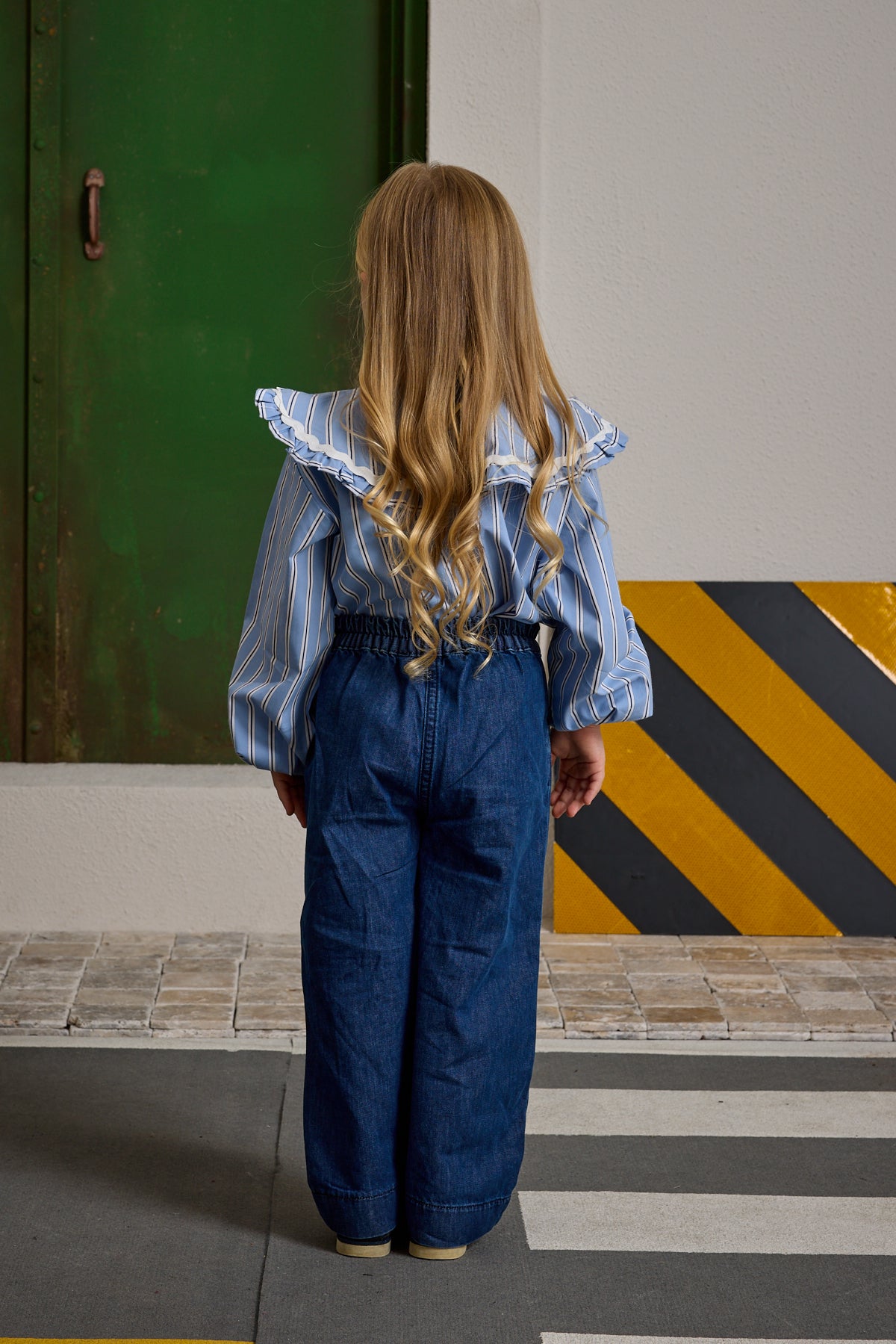 Palazzo Denim Pantolon Koyu Mavi