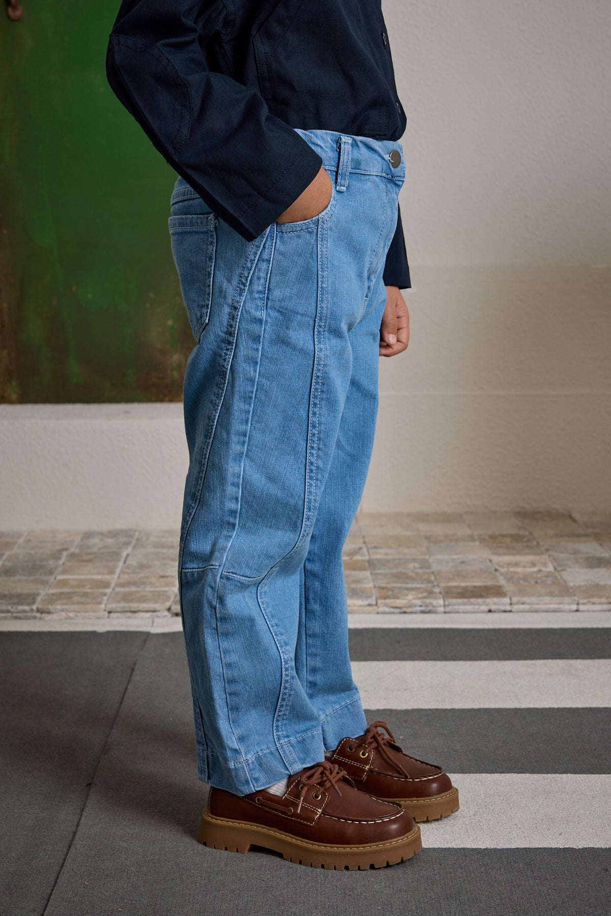 Parçalı Denim Pantolon Açık mavi