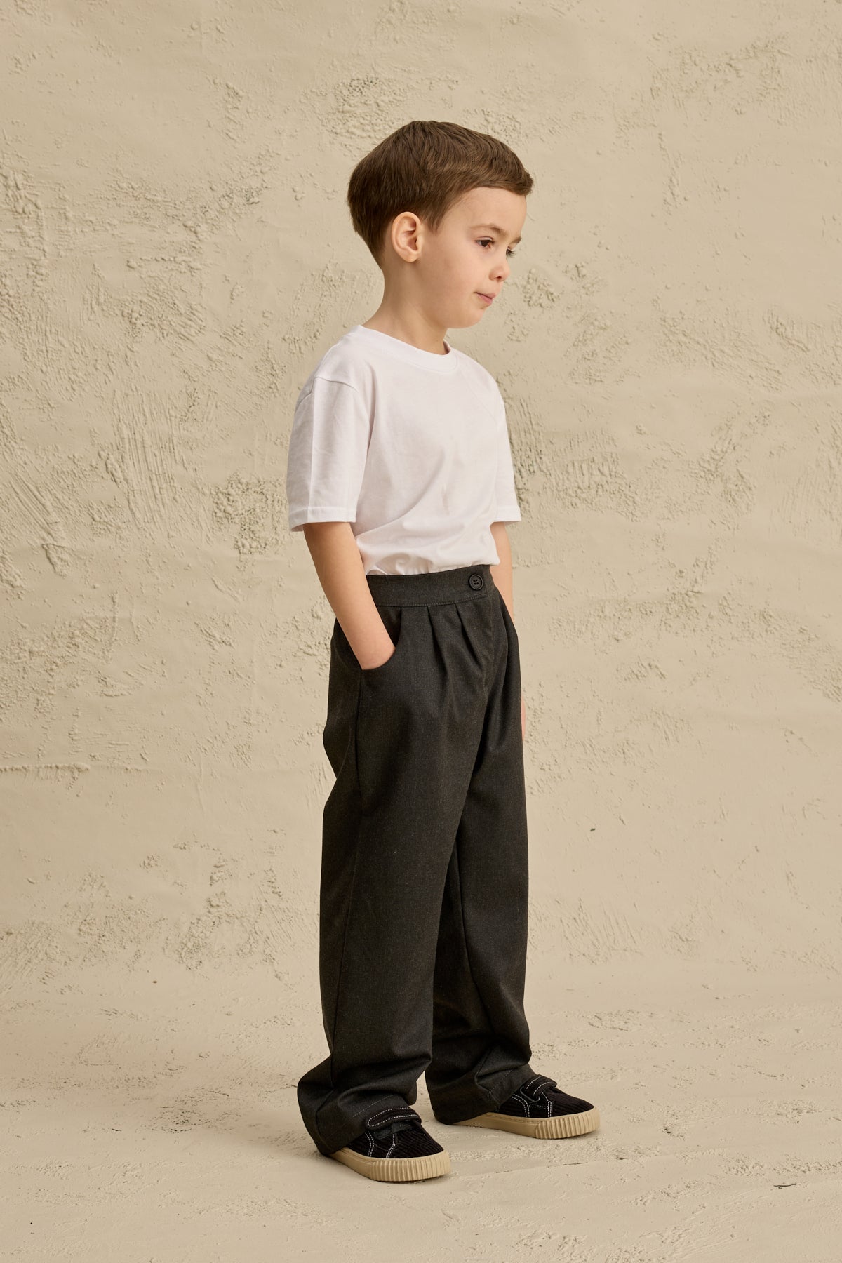 Pile Detaylı Pantolon Füme