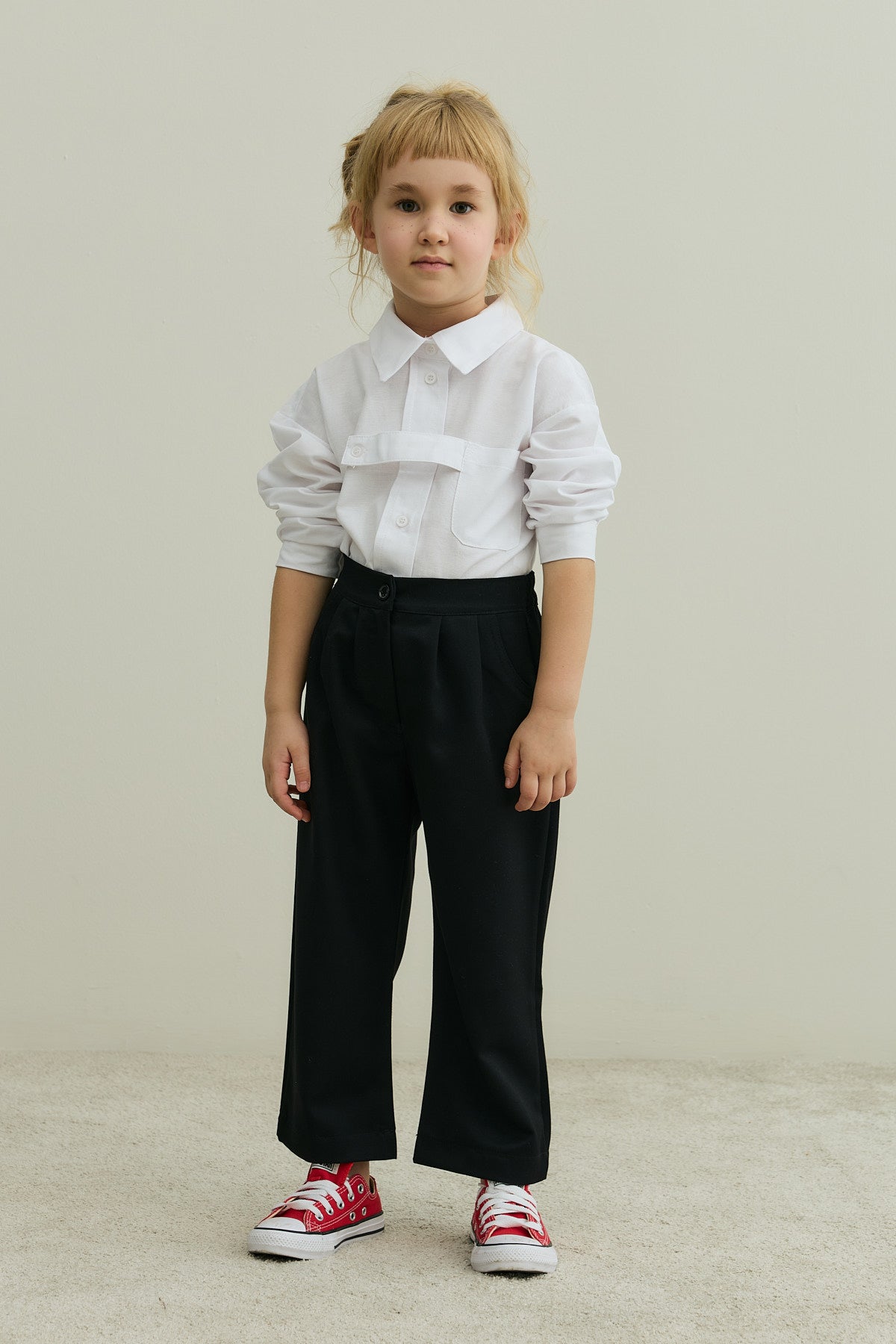 Pile Detaylı Pantolon Siyah