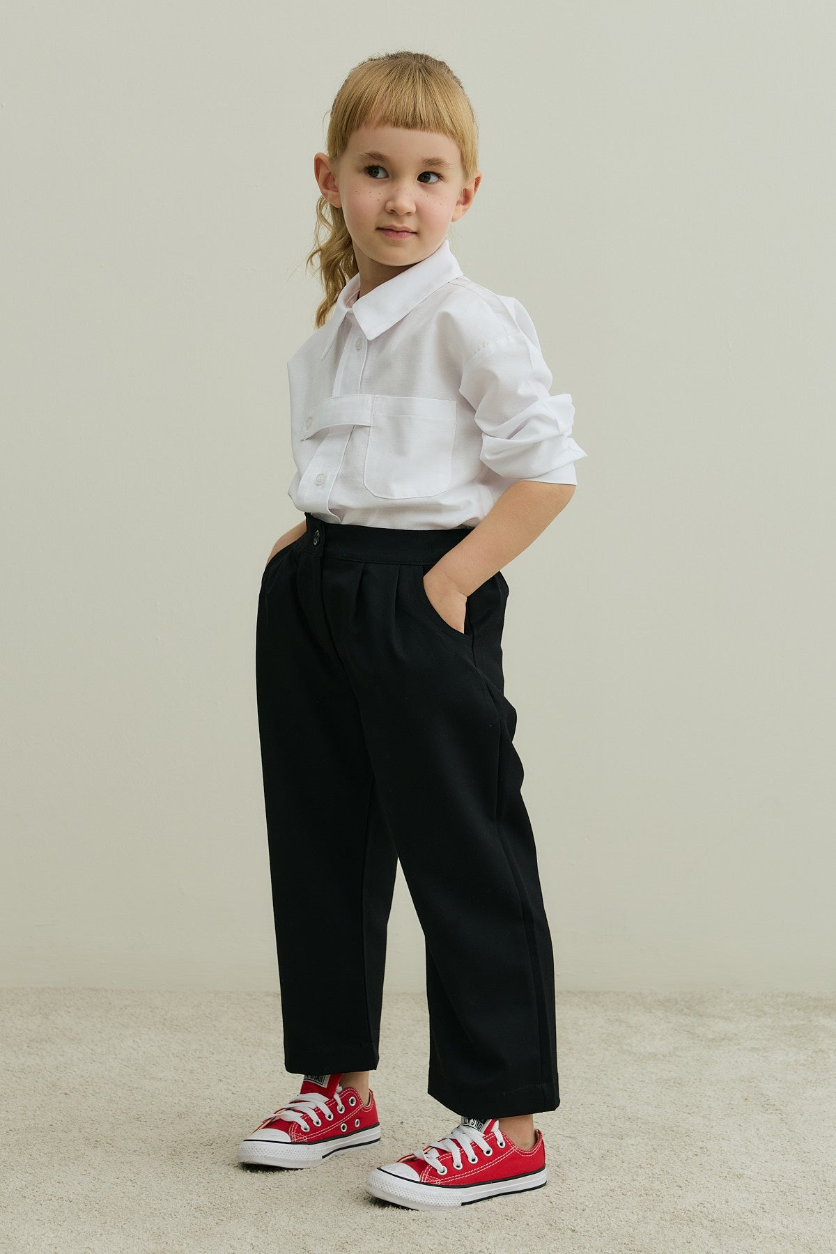 Pleated Detailed Trousers Black