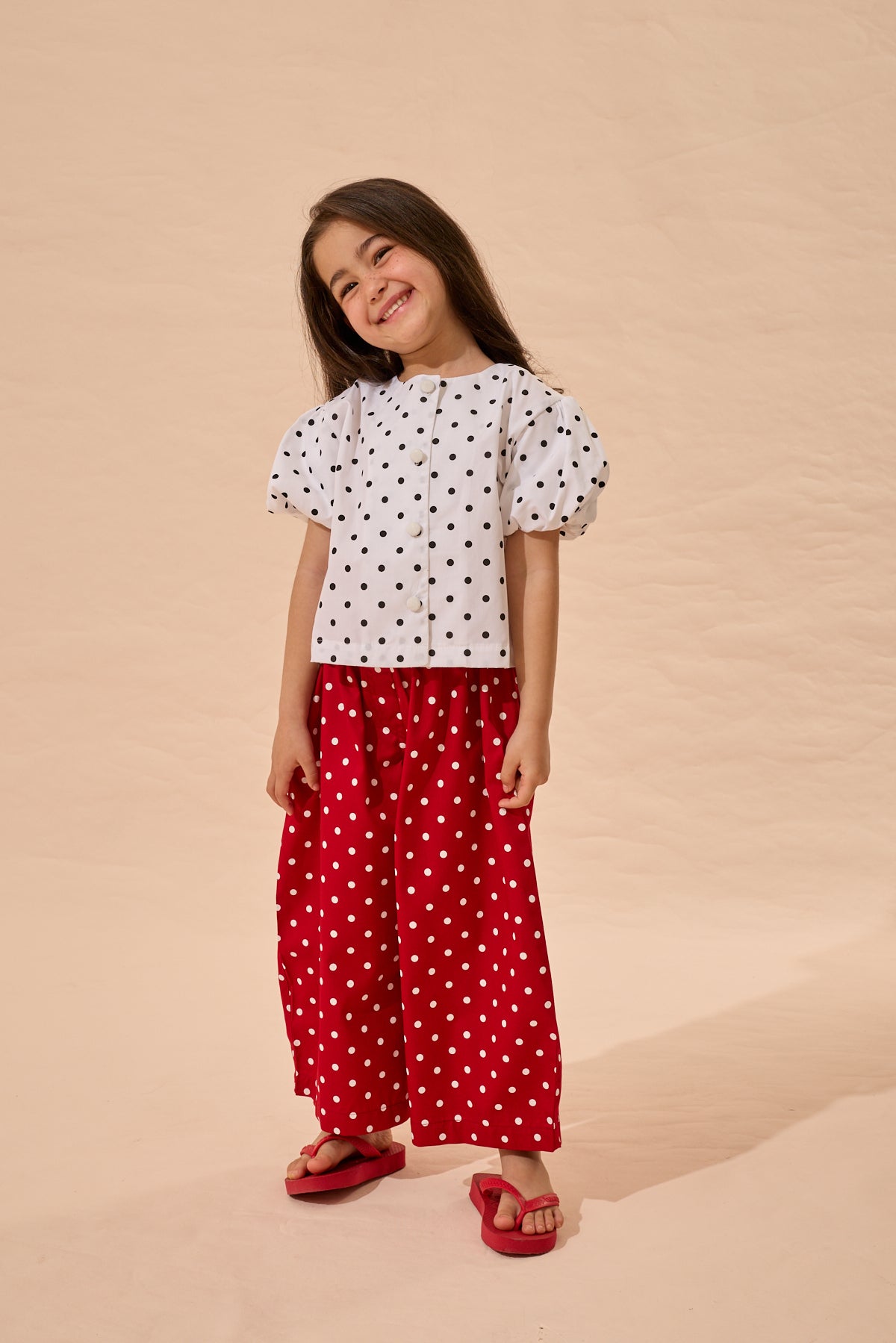 Puantiye Barrel Pantolon Kırmızı