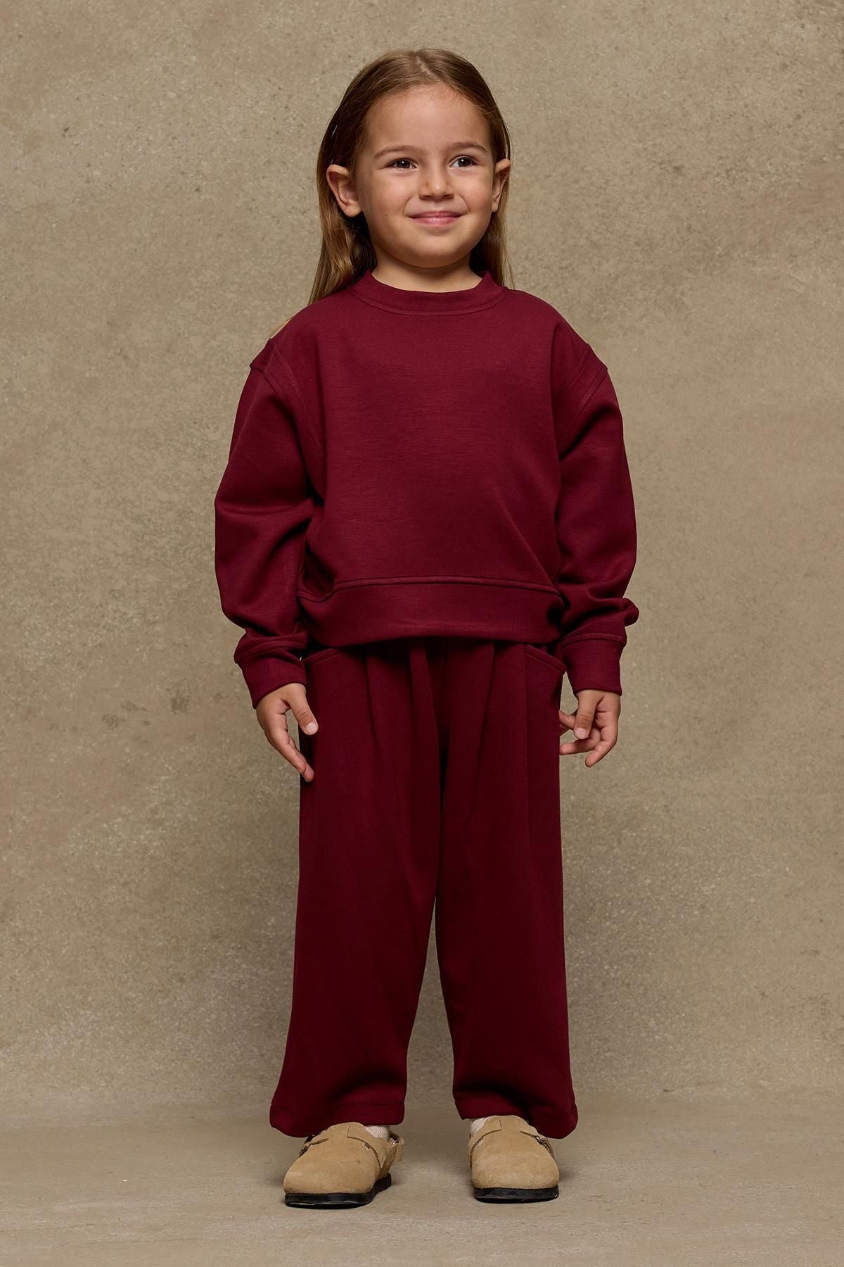 Soft Modal Pileli Takım Bordo