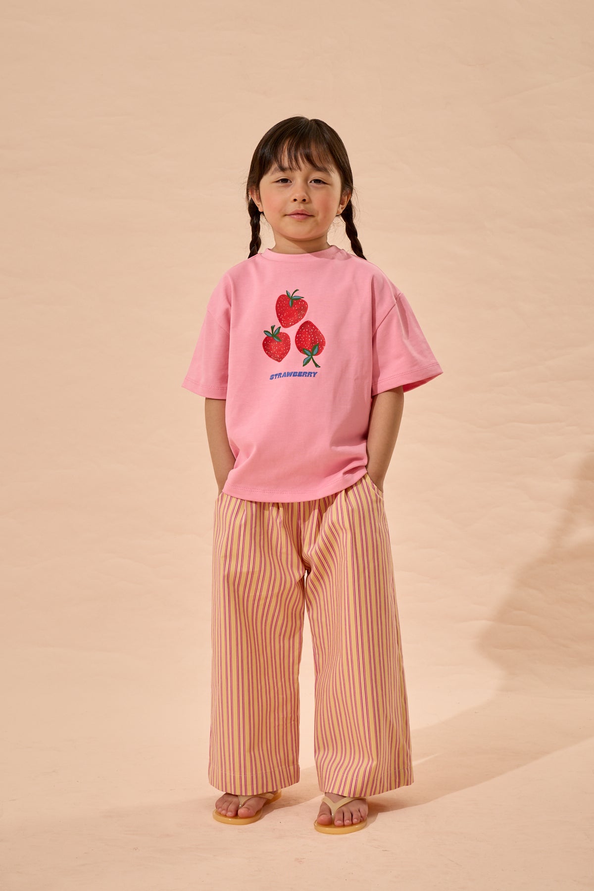 Strawberry Baskı Oversize Pamuk Tişört Pembe