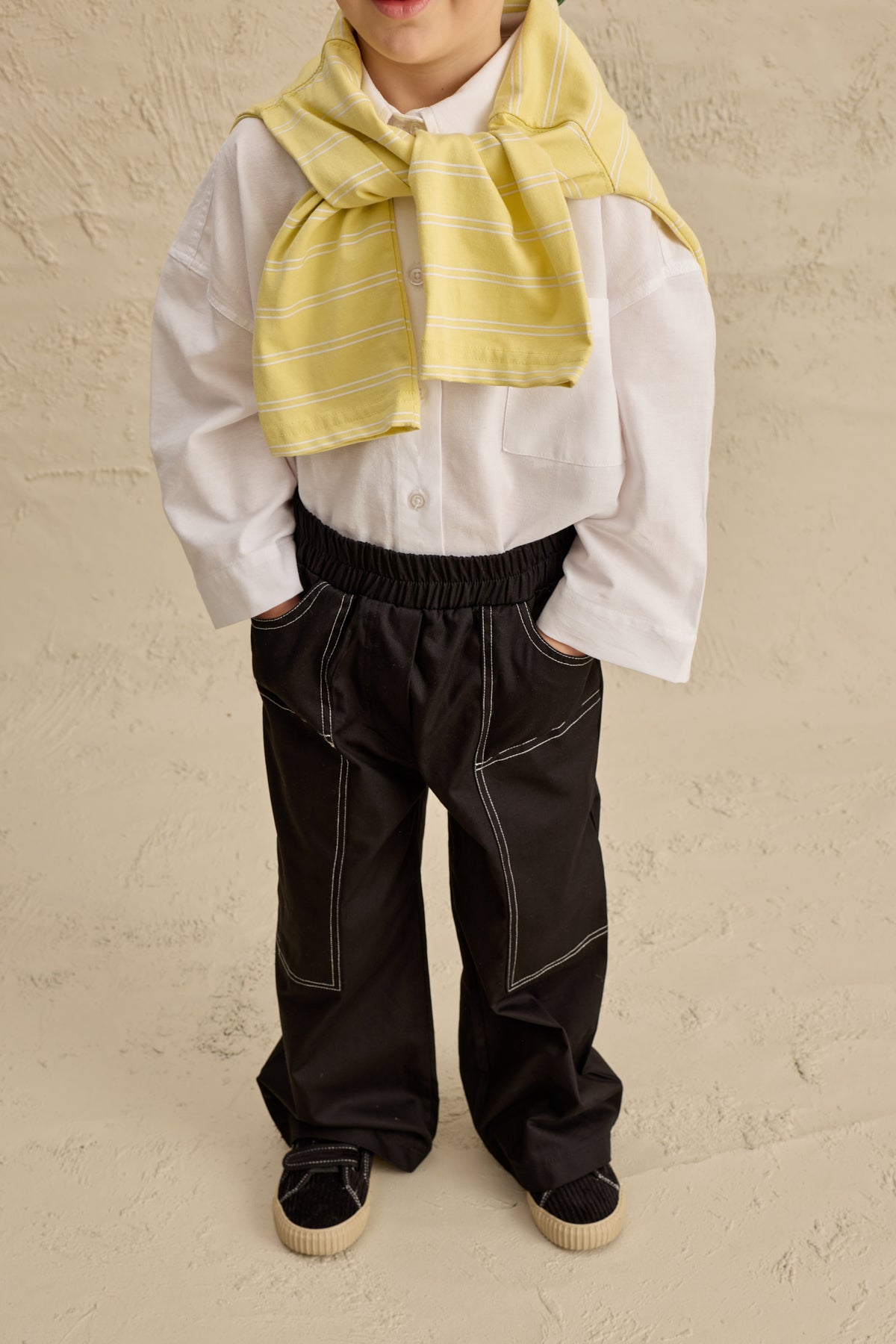 Uzun Cepli Kanvas Pantolon Siyah